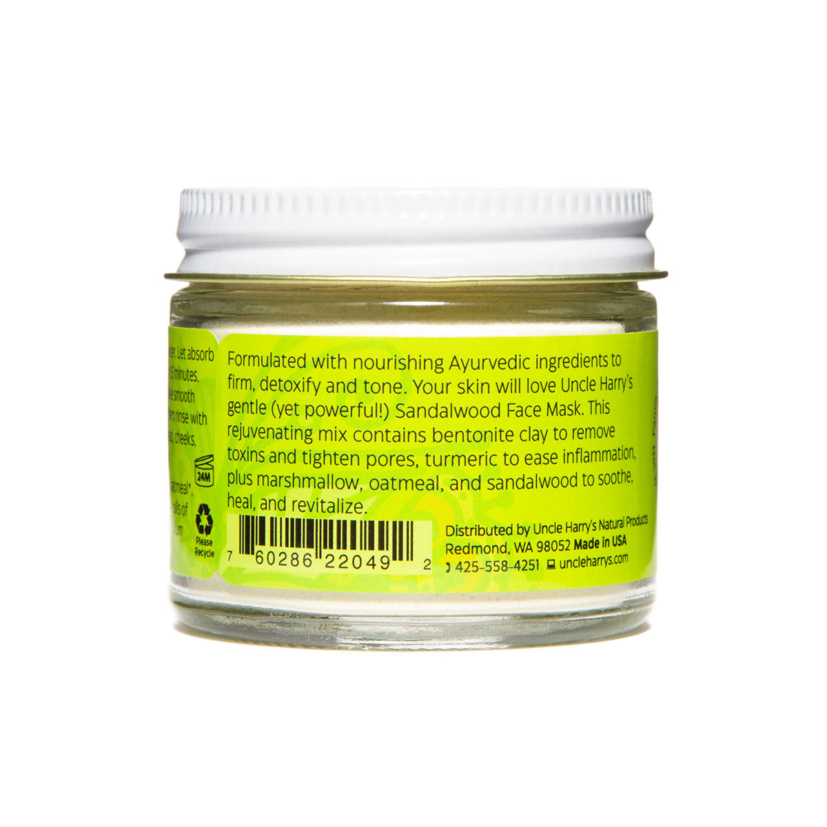 Sandalwood Face Mask 1.25 oz glass jar