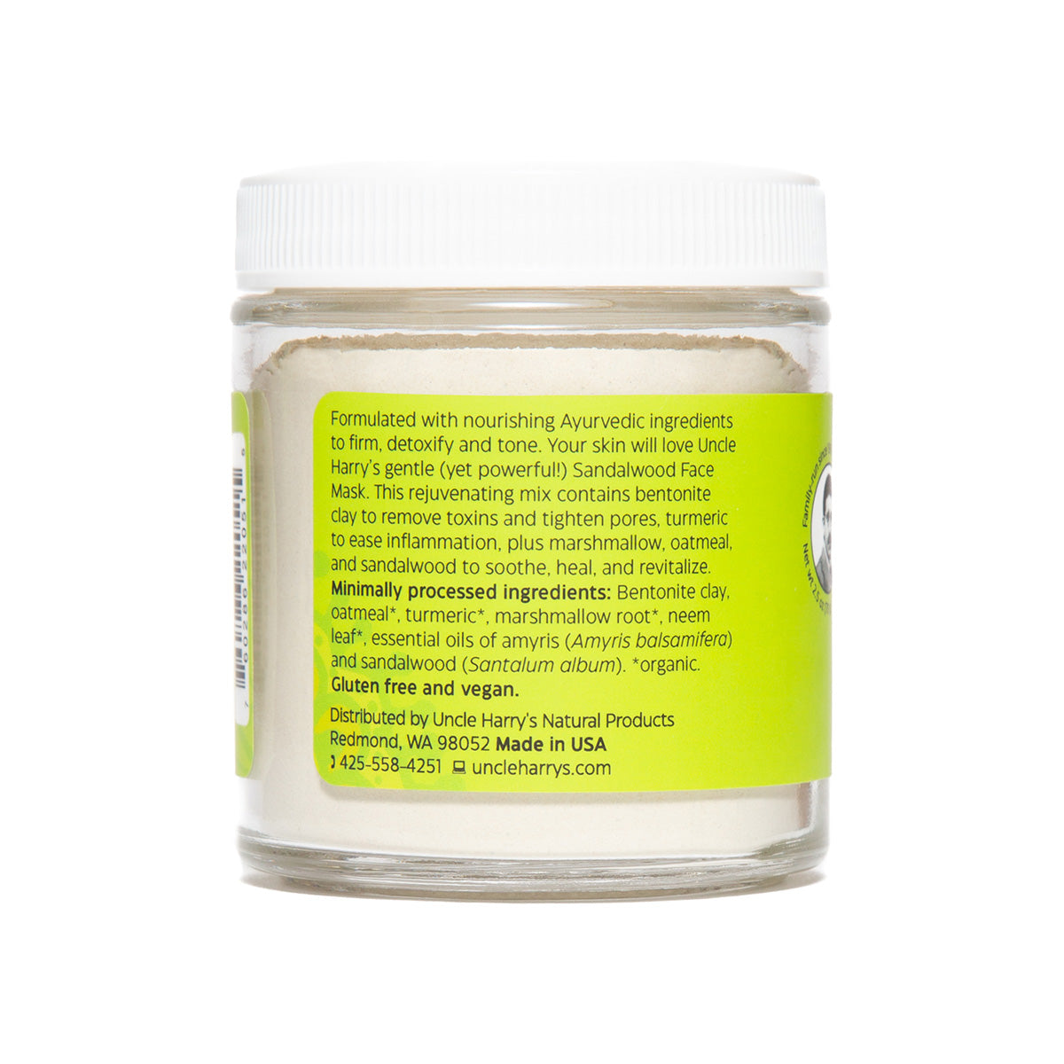 Sandalwood Face Mask 2.5 oz glass jar