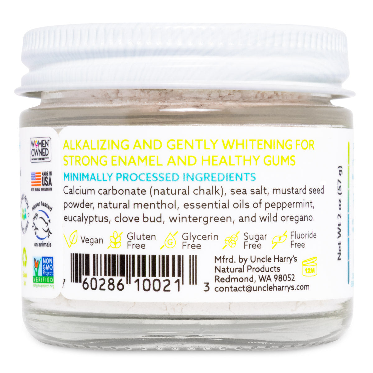 Tooth Powder 2 oz glass jar