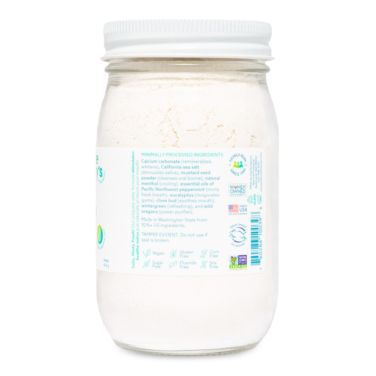 Tooth Powder 16 oz glass jar