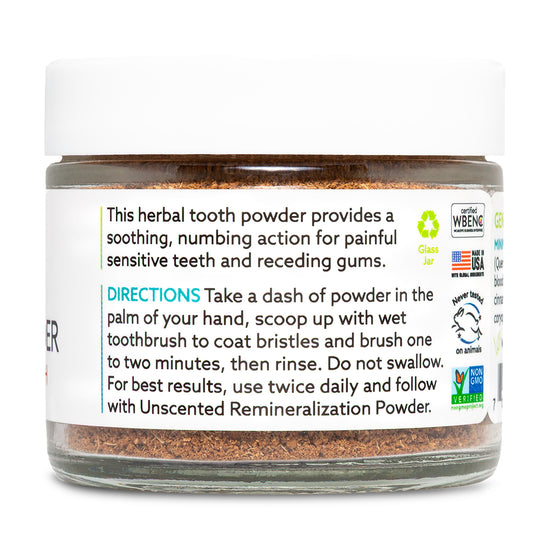 Toothpowder for Sensitive Teeth 1.1 oz glass jar