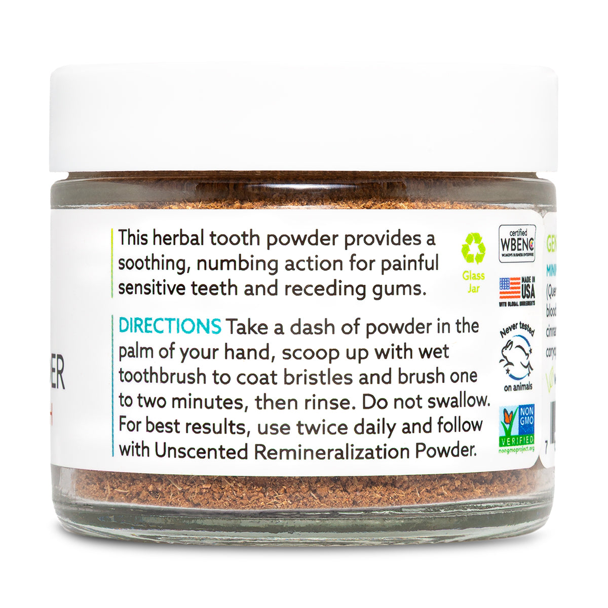 Toothpowder for Sensitive Teeth 1.1 oz glass jar