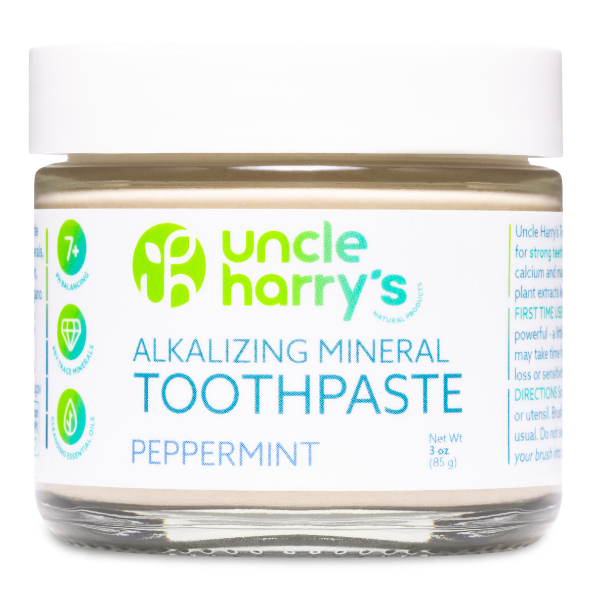 Uncle Harry's Peppermint Toothpaste 3 oz glass jar