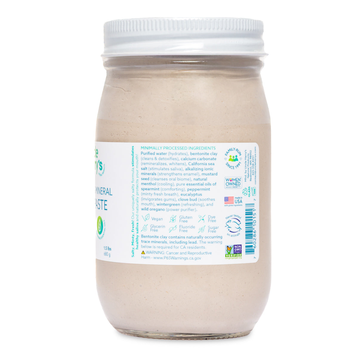 Peppermint Toothpaste-1.5 lbs glass jar