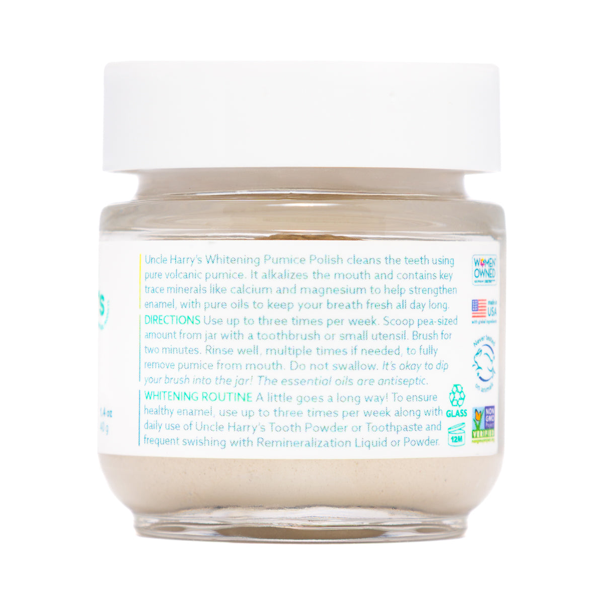 Whitening Toothpaste Pumice Polish 1.4 oz glass jar